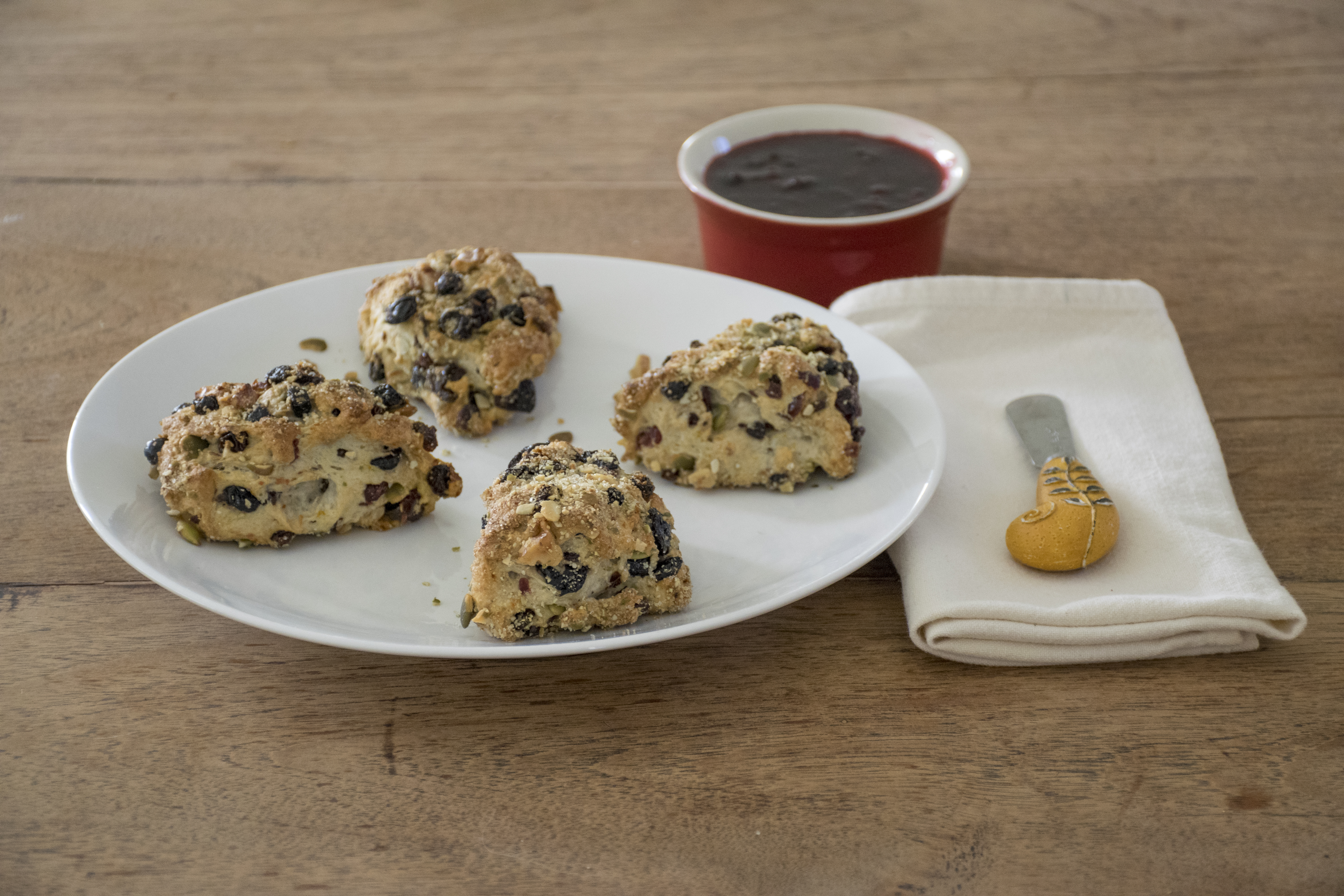 scones with nuts, seeds and dried fruit